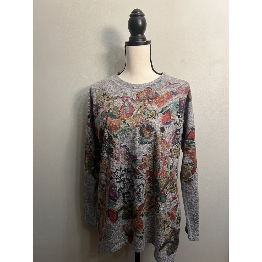 Inoah Abstract Artsy Indie Asymmetrical Tunic Top S Made USA